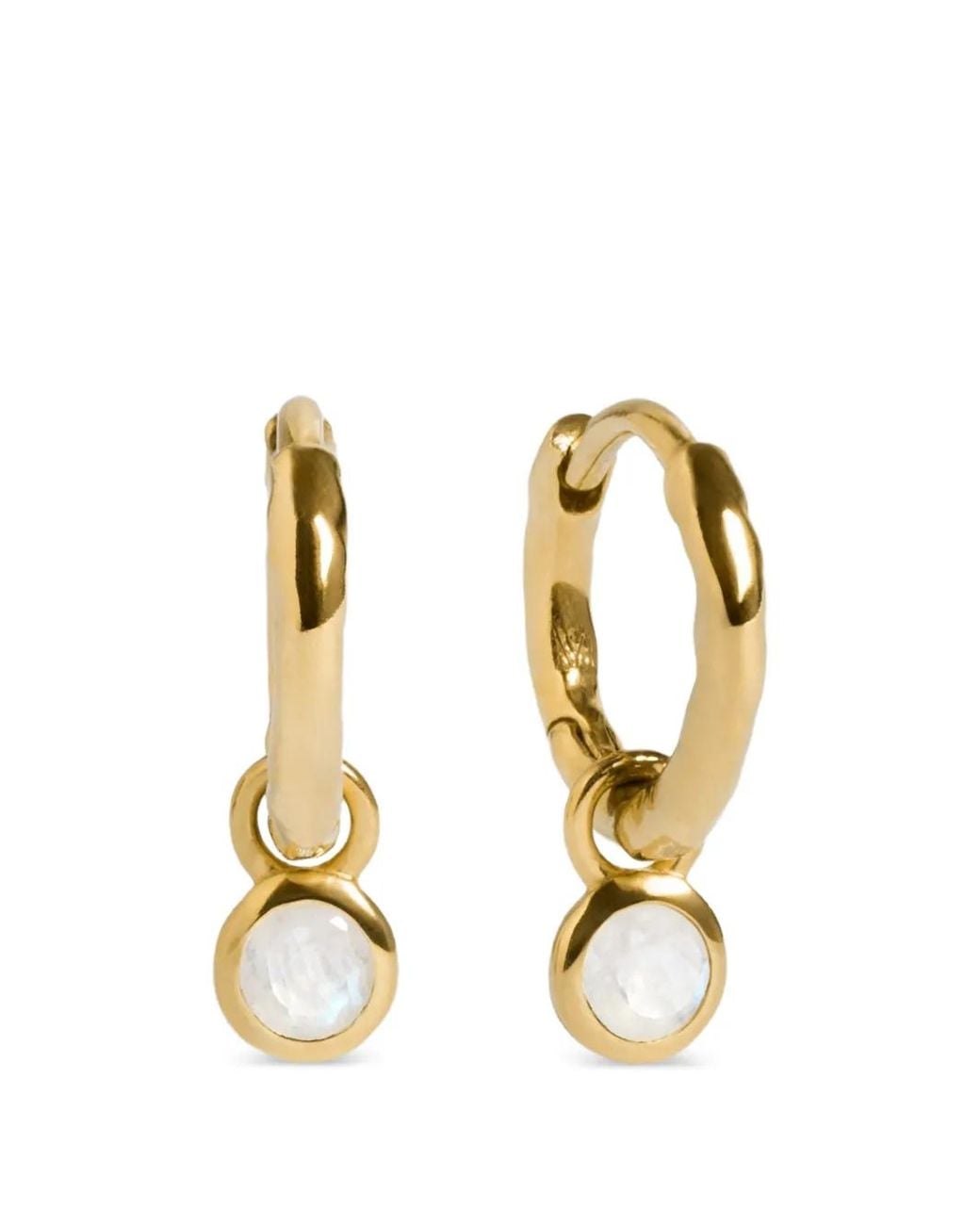 Monica Vinader Metallic Moonstone-Pendant Hammered Hoop Earrings