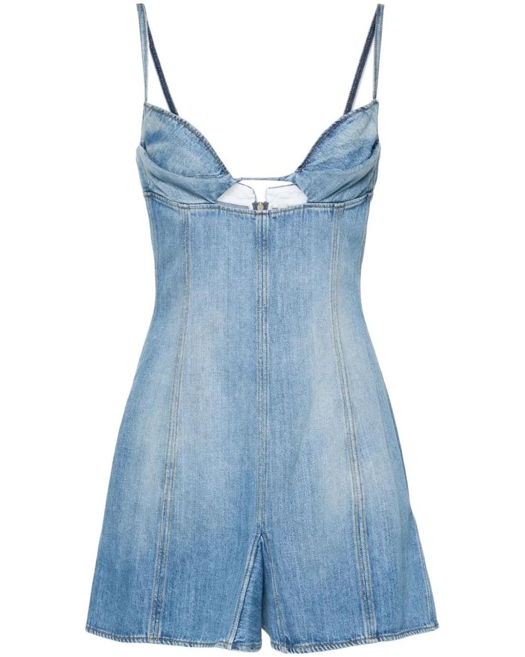 Nensi Dojaka Blue Godet-Design Denim Mini Dress