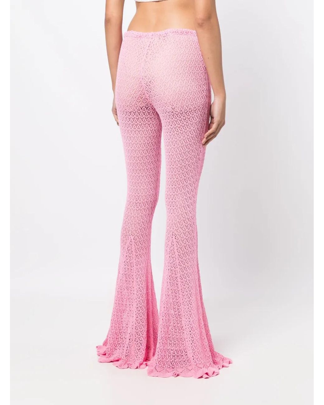 Blumarine Pink Knitted Flared Trousers