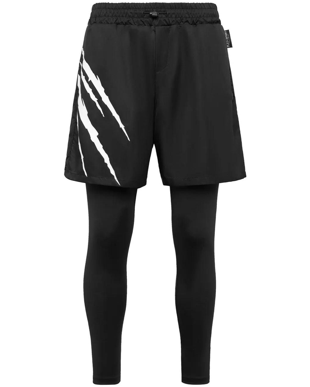 Philipp Plein Black Graphic-Print Layered Track Pants for men