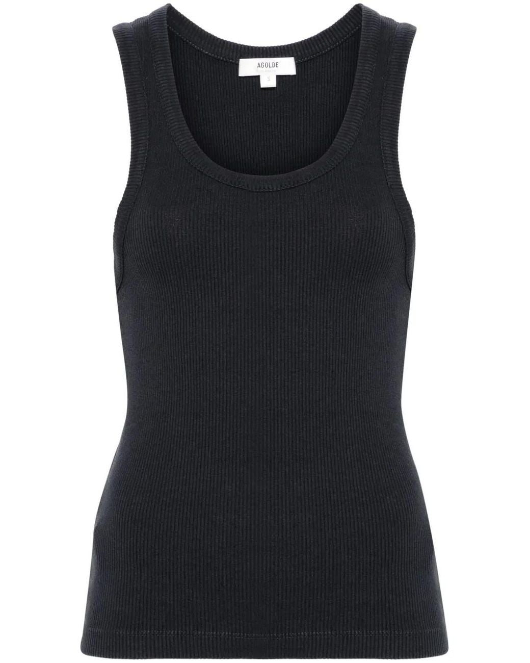 Agolde Black Poppy Ribbed-Knit Tank Top