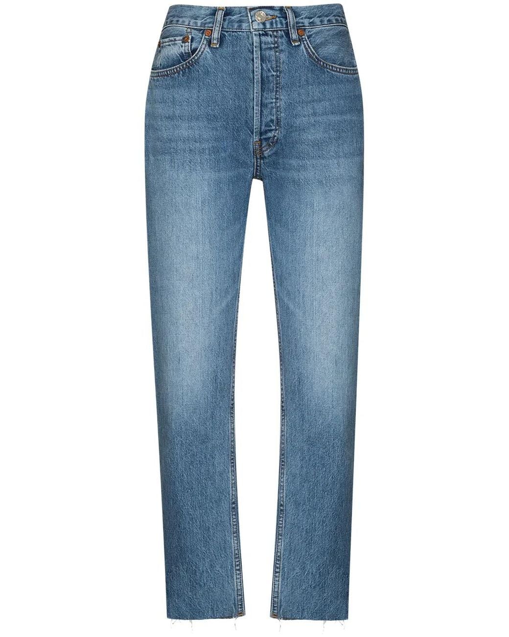 Re/done Blue Stove Pipe Cropped Jeans
