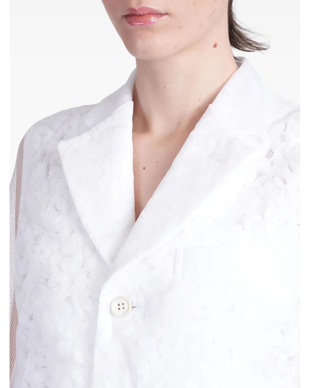 Comme des Garçons White Single-Breasted Jacket