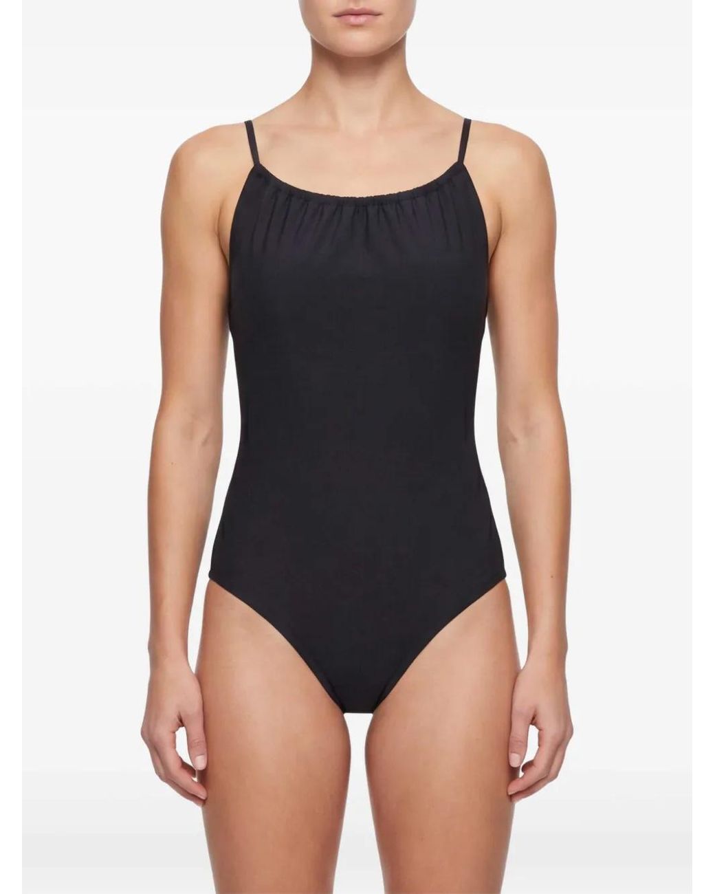 Totême Black Drawstring-Neck Swimsuit