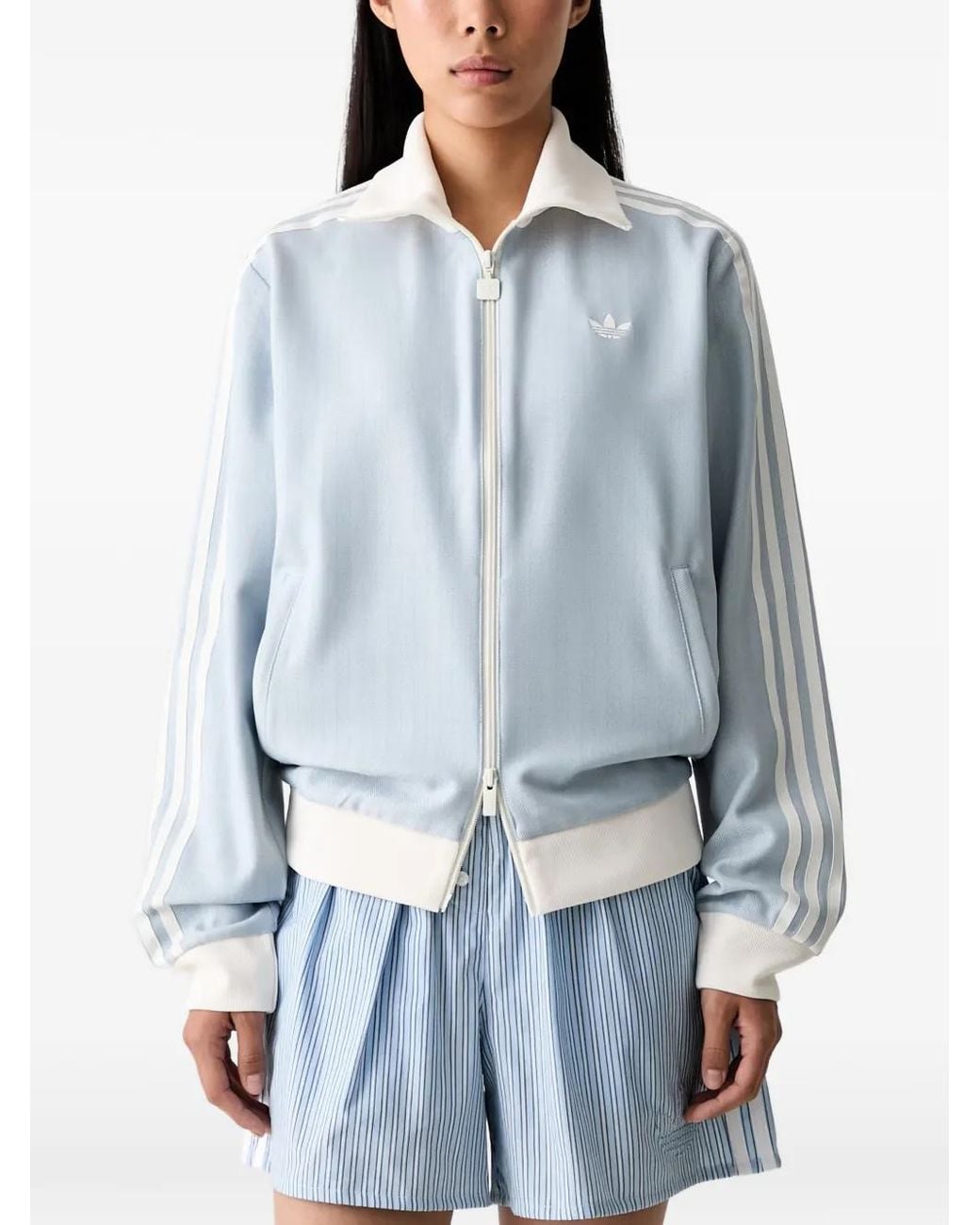 Adidas Blue Tweed Og Zip-Up Track Jacket