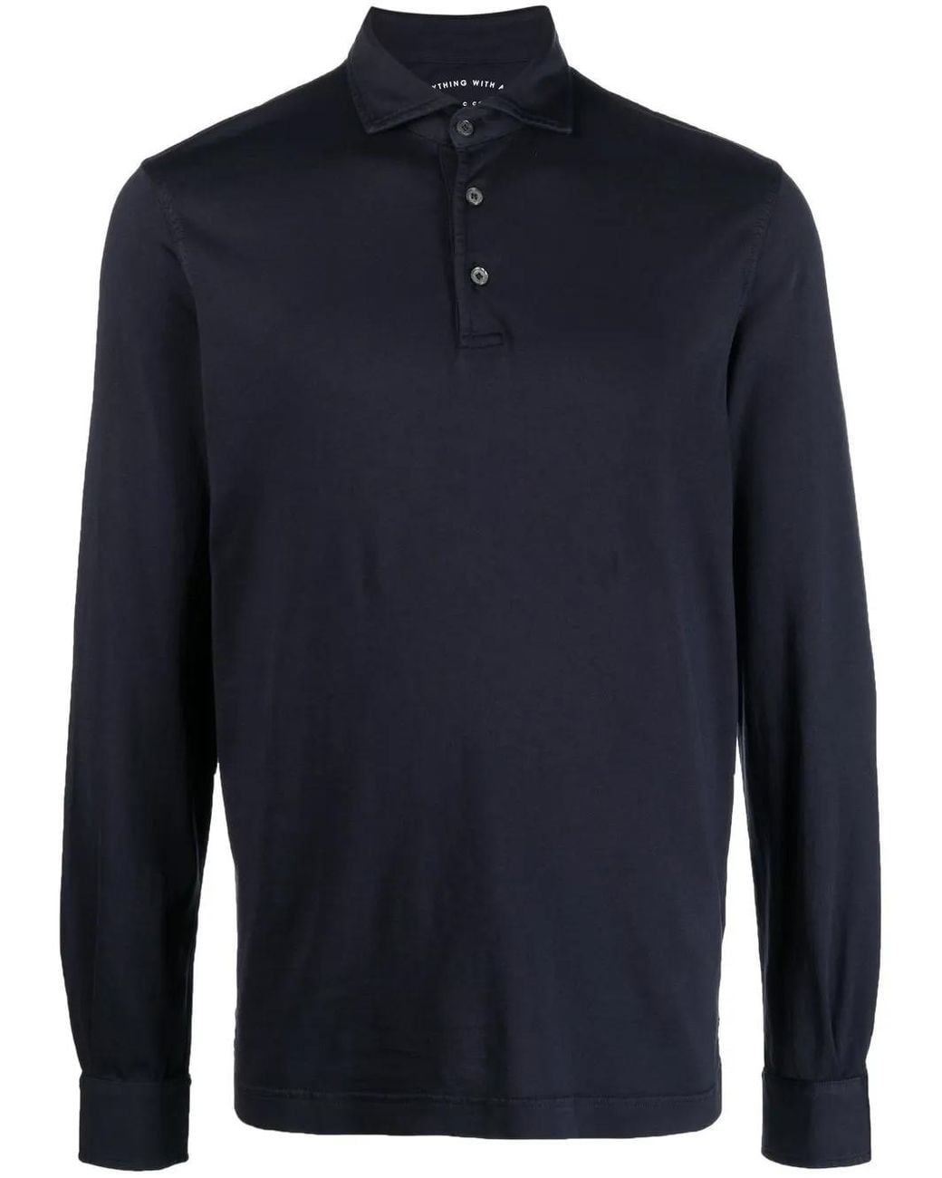 Fedeli Blue Long-Sleeved Polo Shirt for men