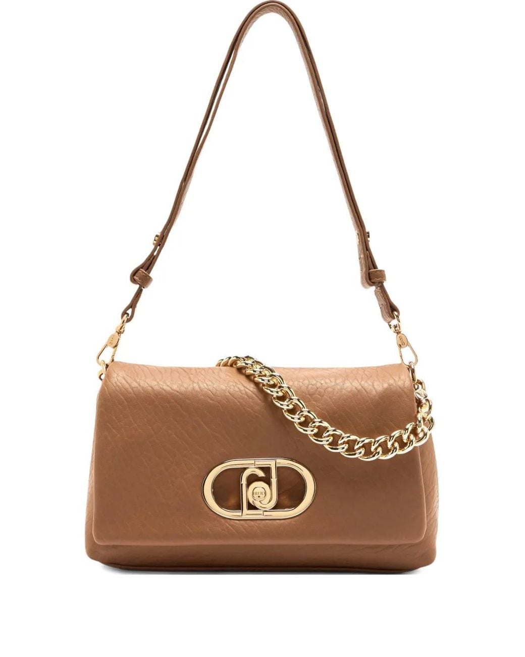 Liu Jo Brown Medium Lapuffy Logo-Plaque Chain-Strap Shoulder Bag