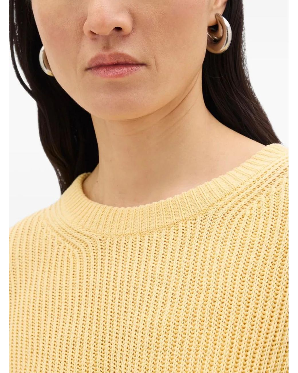 Pull Drapé À Col Rond Another Tomorrow en coloris Yellow