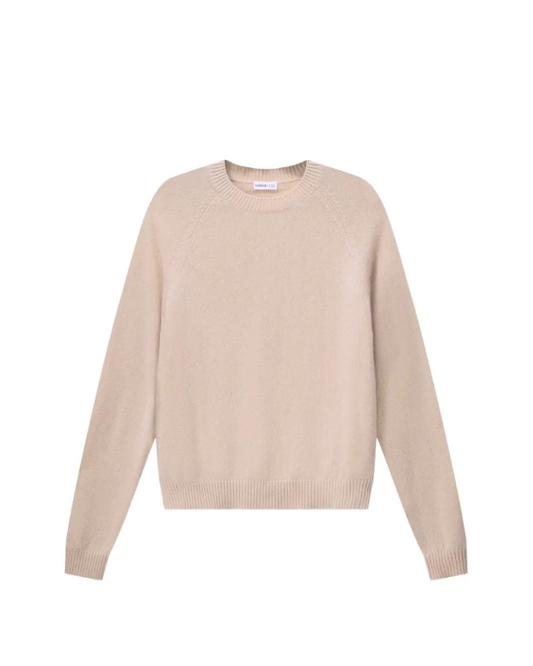 Minnie Rose Natural Shrunken Raglan-Sleeve Sweater