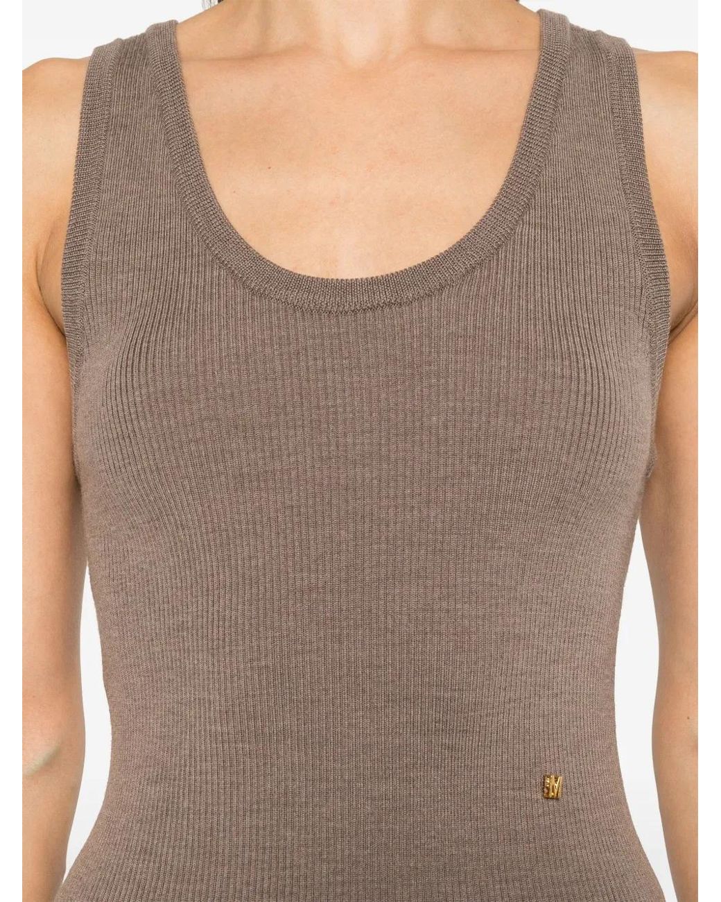 Moschino Brown Logo-Lettering Tank Top