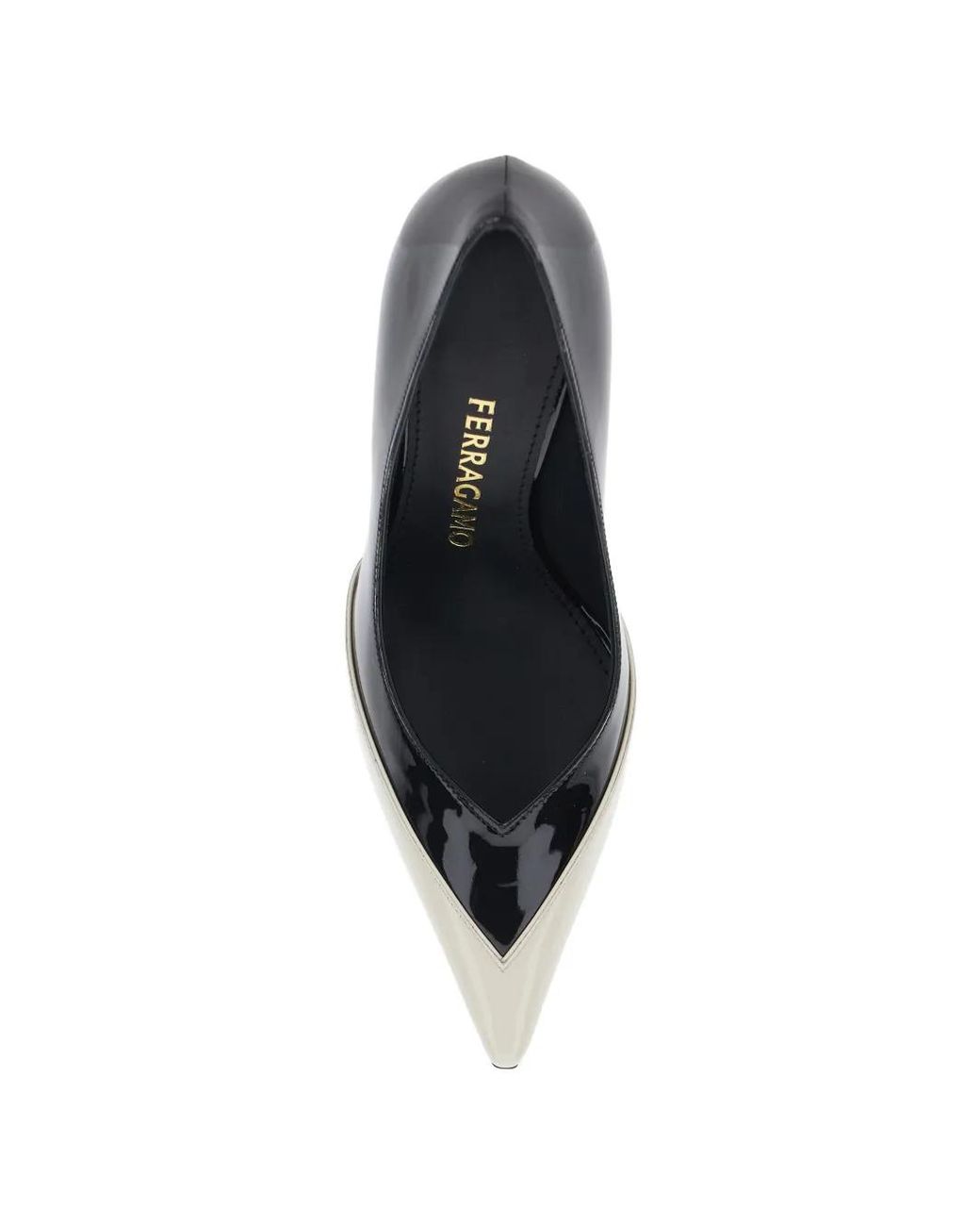 Ferragamo White Two-Tone Pointed-Toe Pumps