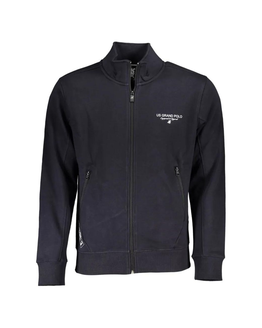 U.S. Grand Blue High-Neck Zip-Up Sweater for men