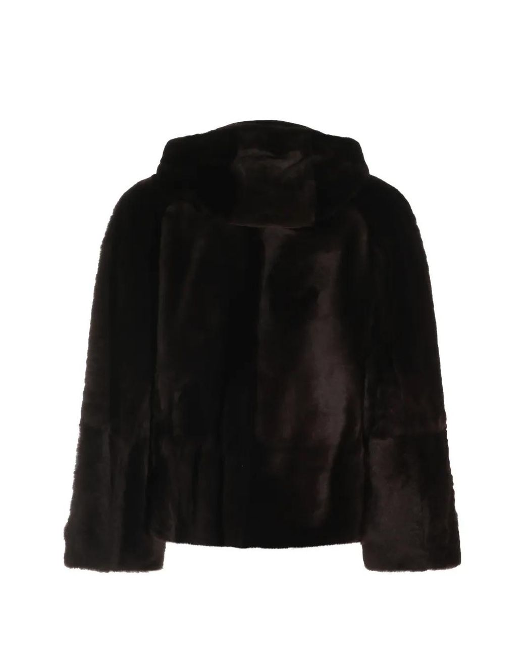 Brunello Cucinelli Black Shearling Monili Jacket With Shiny Zipper Pull