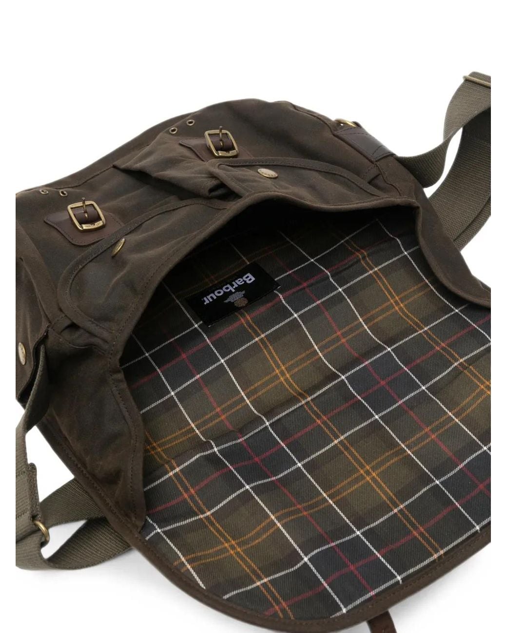 Barbour Black Buckle-Fastening Leather Messenger Bag for men