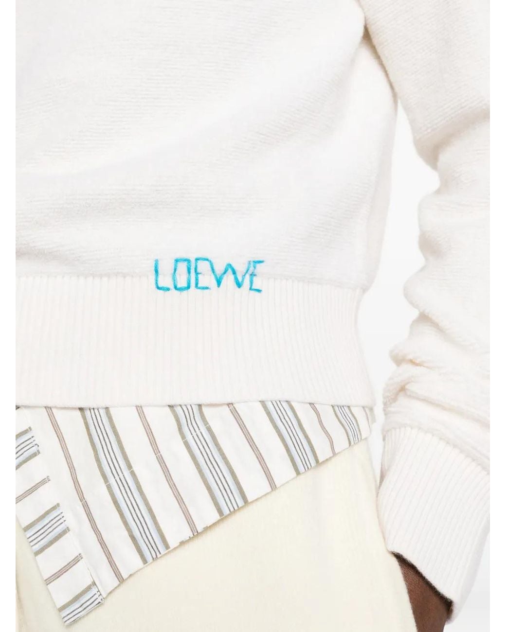 Loewe White Embroidered-Logo Wool Sweater