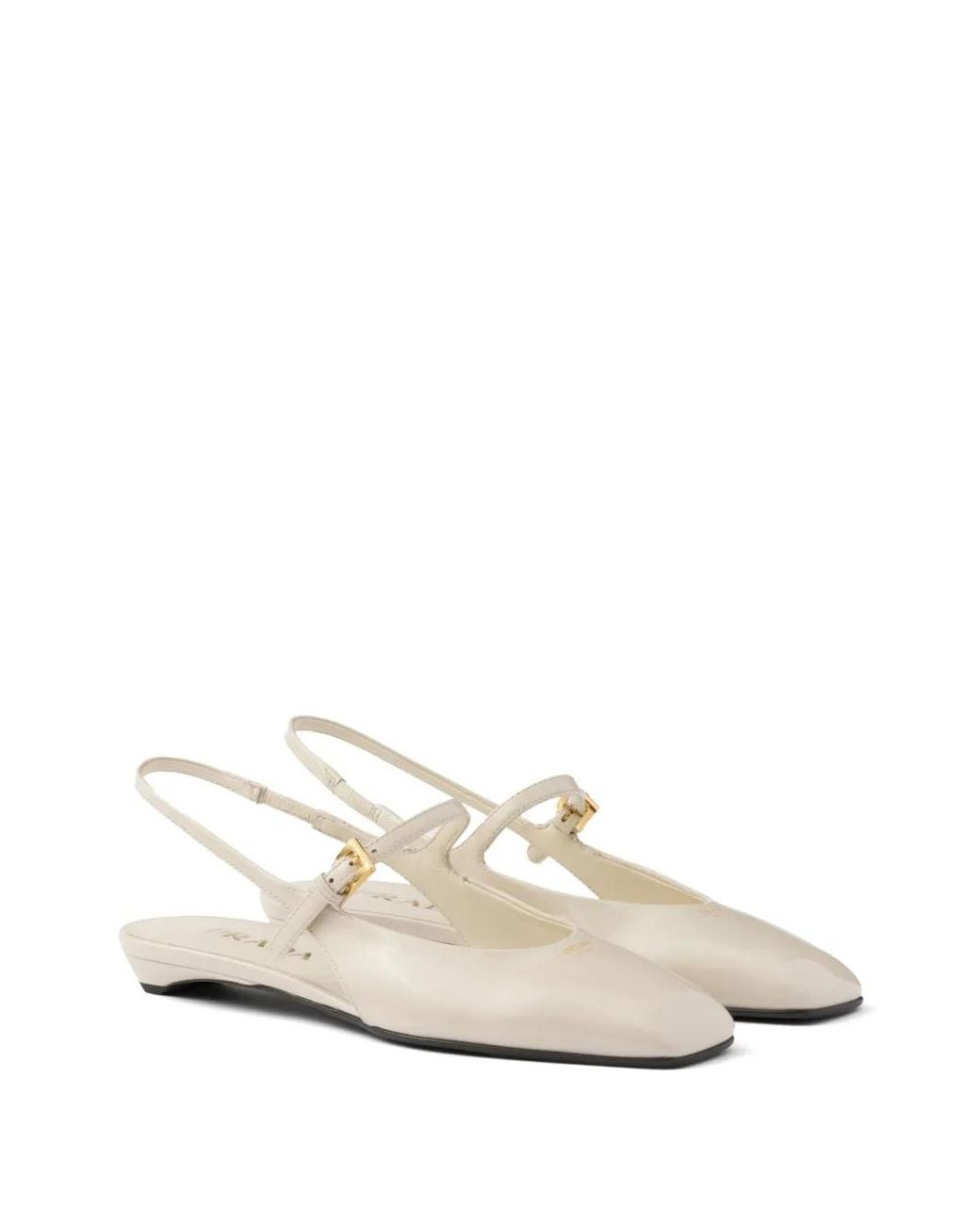 Prada White Leather Slingback Ballerinas