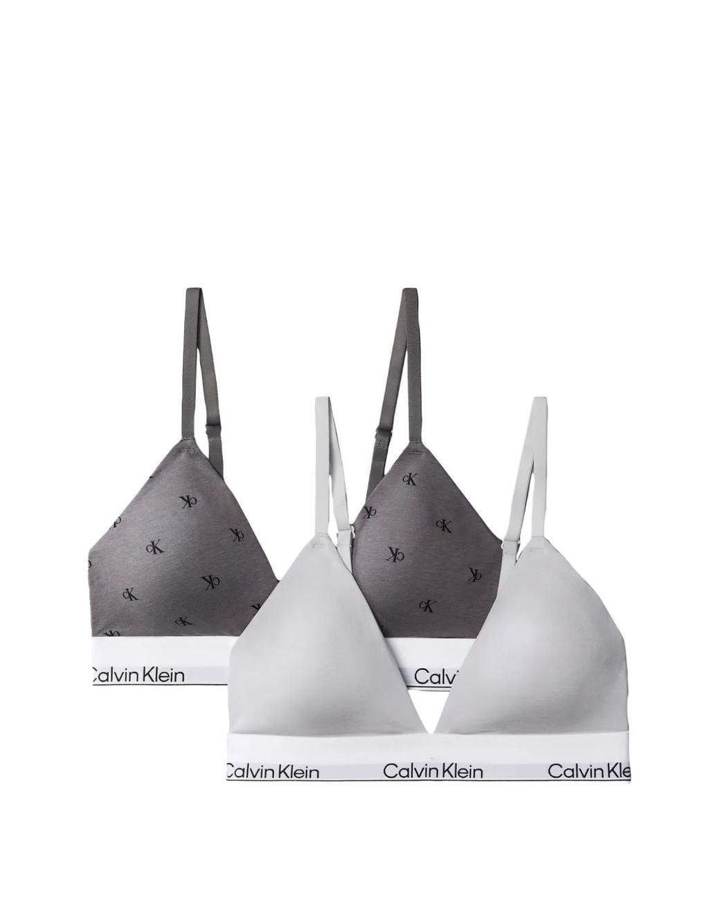 Calvin Klein White Logo-Print Triangle Bras (Set Of Two)