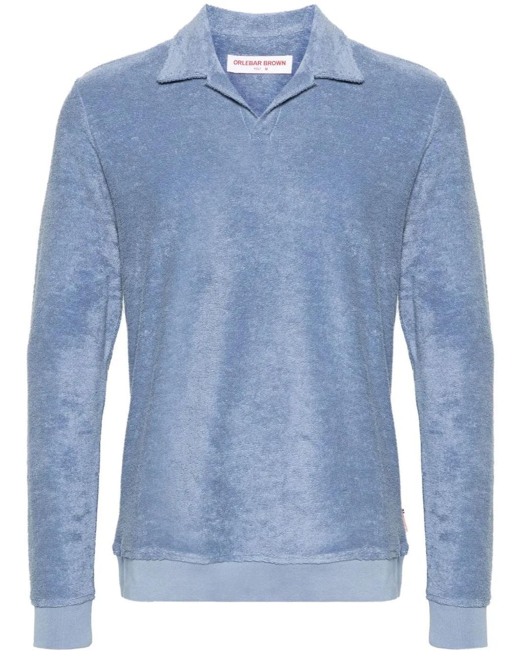 Orlebar Brown Blue Santino Towelling-Finish Polo Shirt for men