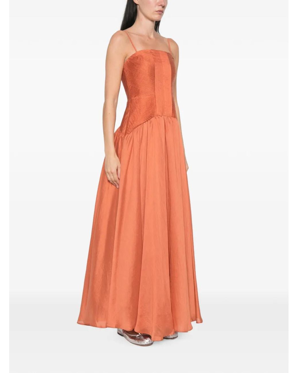 Aje. White Contour Pleated Gown