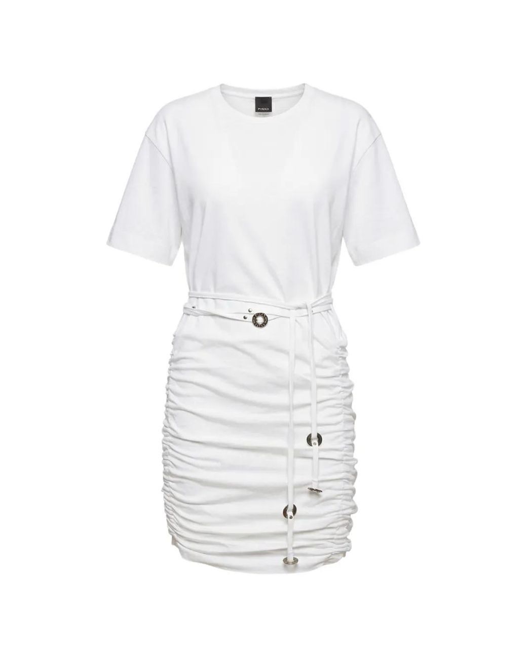 Pinko White Short Dress With Belt