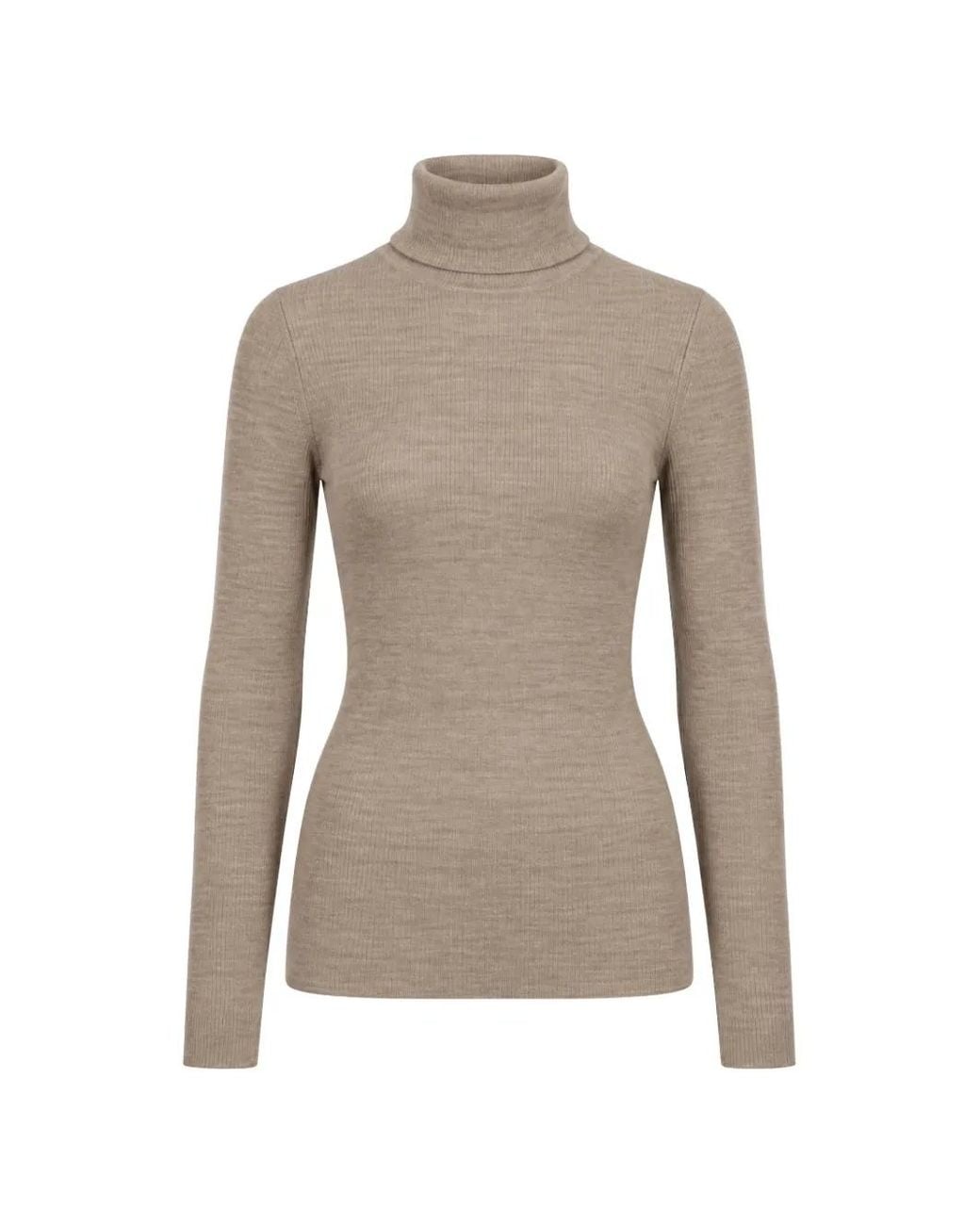 Max Mara Gray Ribbed-Knit Roll-Neck Sweater