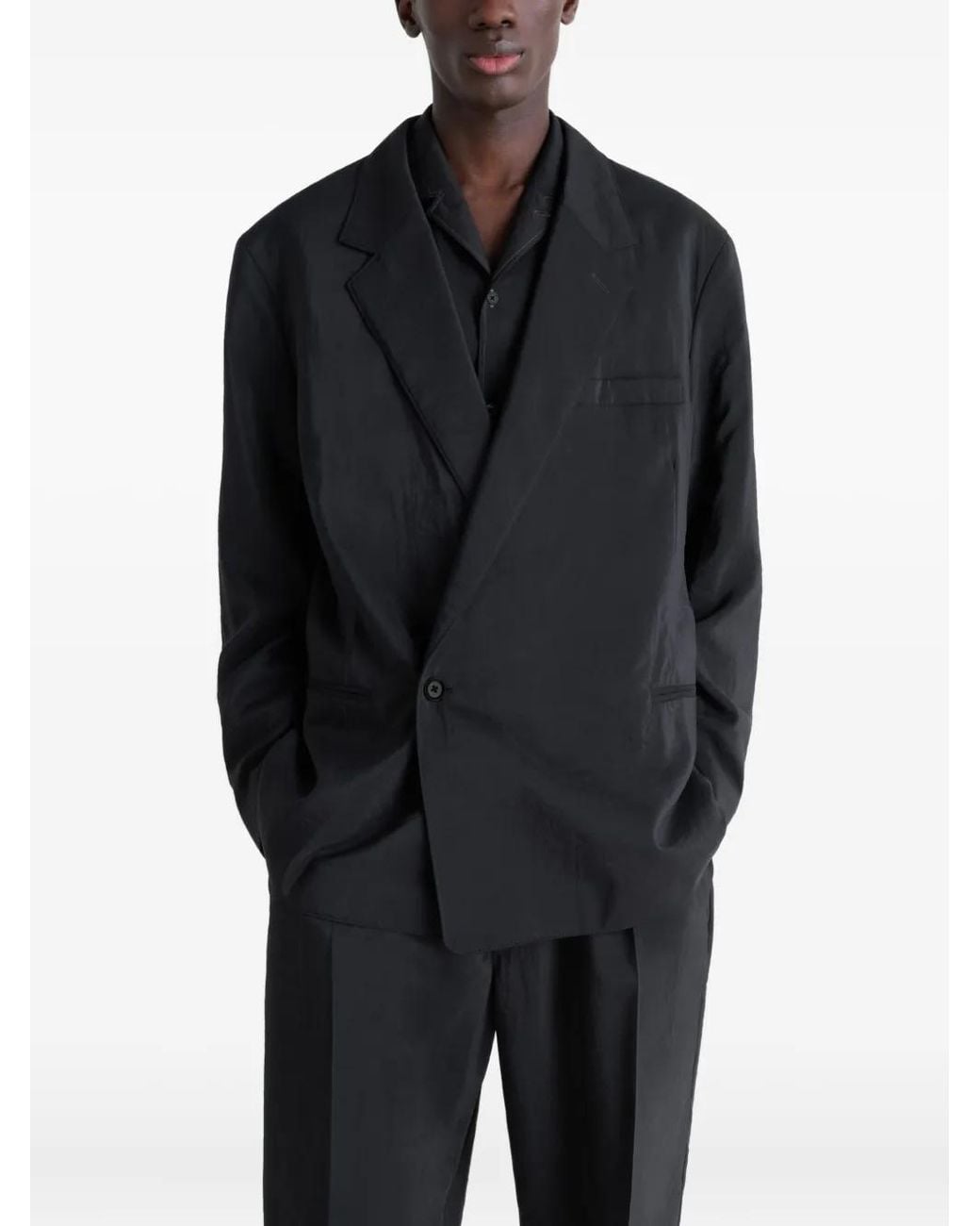 Lemaire Black Soft Double-Breasted Jacket for men