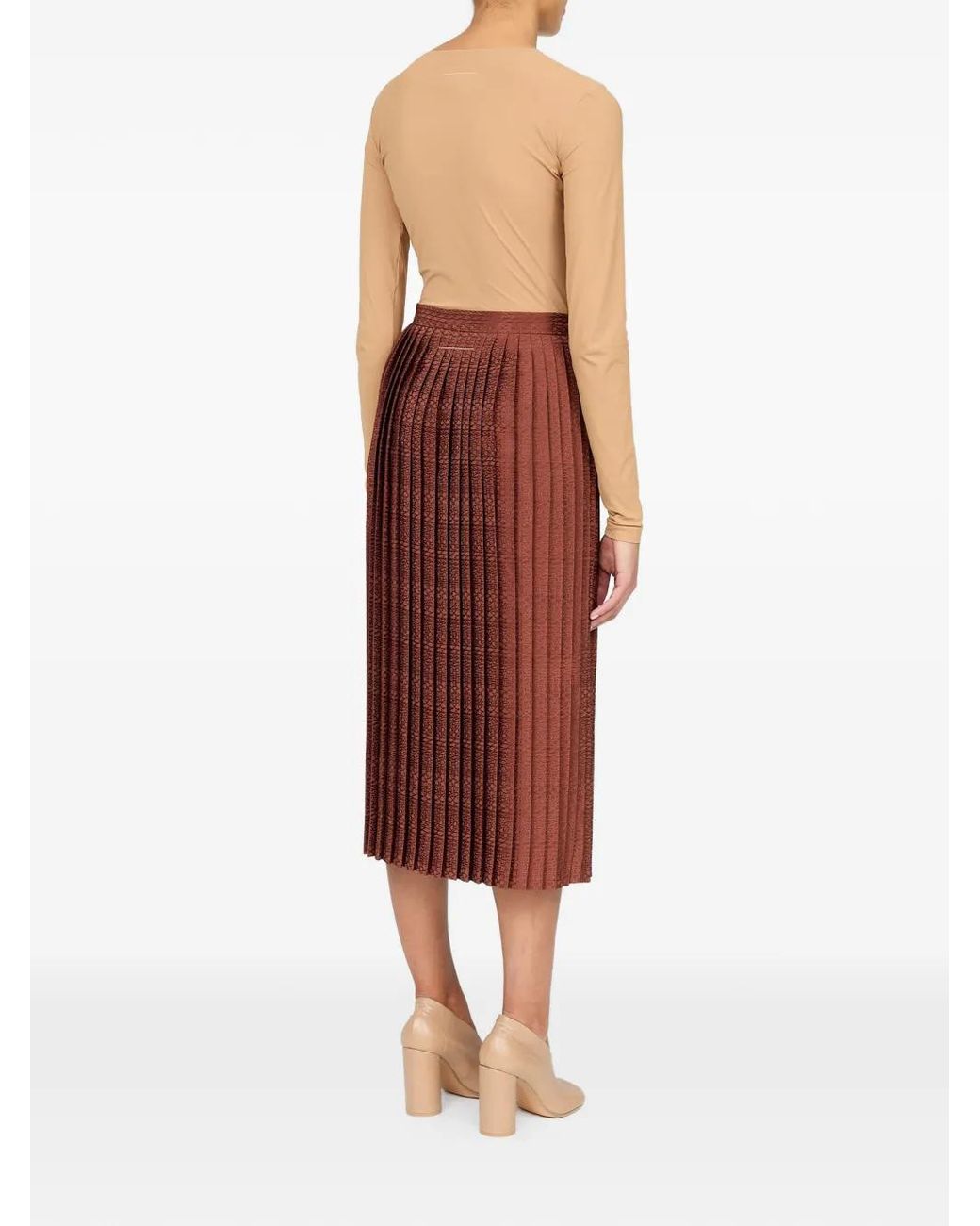 MM6 by Maison Margiela Brown Jacquard Midi Skirt