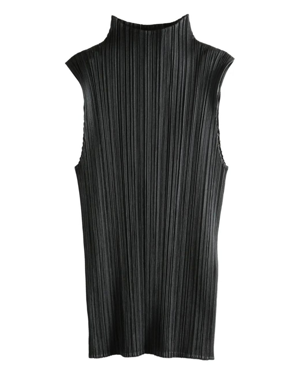 Pleats Please Issey Miyake Pleated High-Neck Top in Black | Lyst