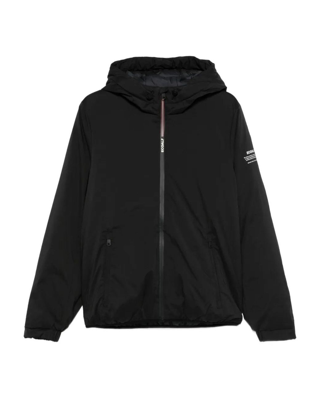 Ecoalf Black Hooded Zip-Front Jacket for men
