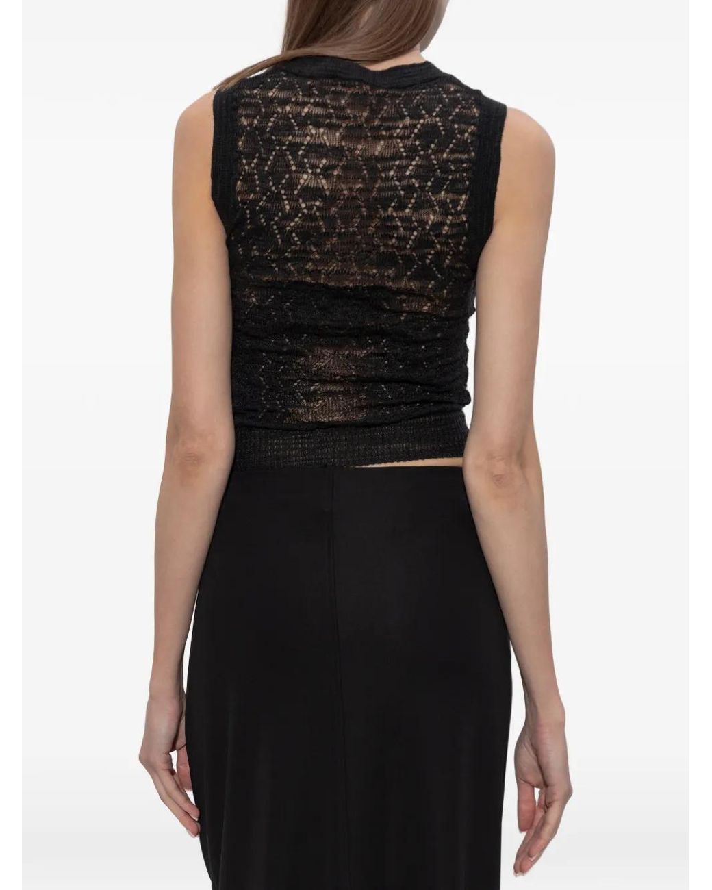 DSquared² Black Openwork Sleeveless Vest