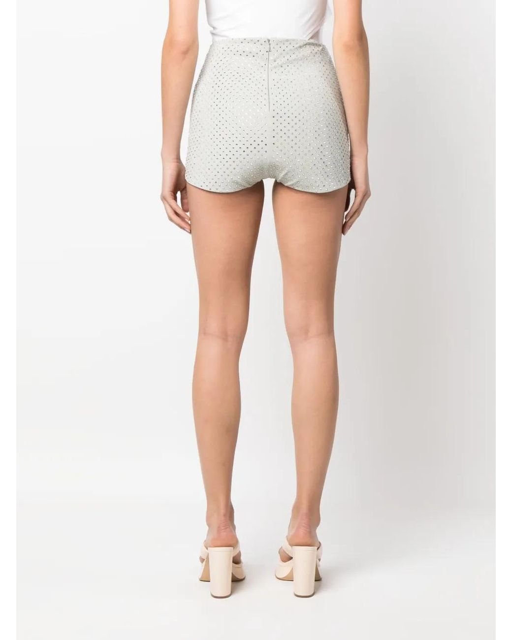 Philosophy Di Lorenzo Serafini White Crystal-Embellished Mini Shorts