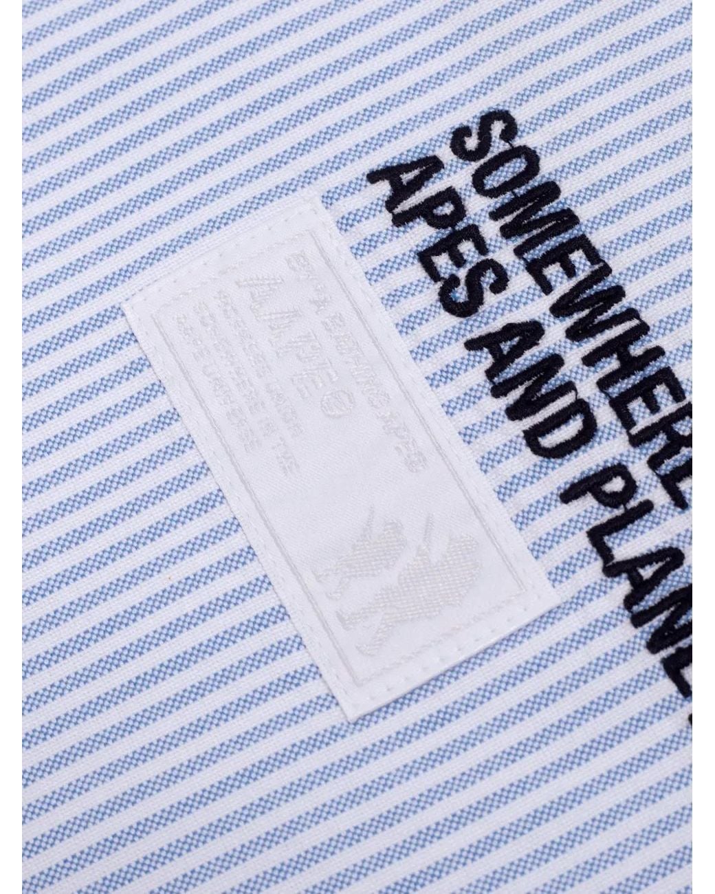 Aape By A Bathing Ape Blue Striped Button-Down Shirt for men