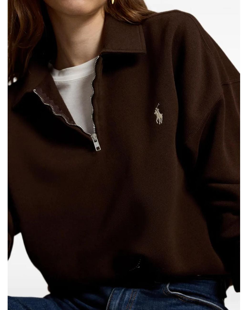 Polo Ralph Lauren Brown Quarter-Zip Sweater