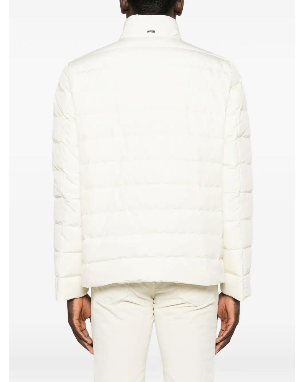 Herno White Doudoune Zippée À Col Montant for men