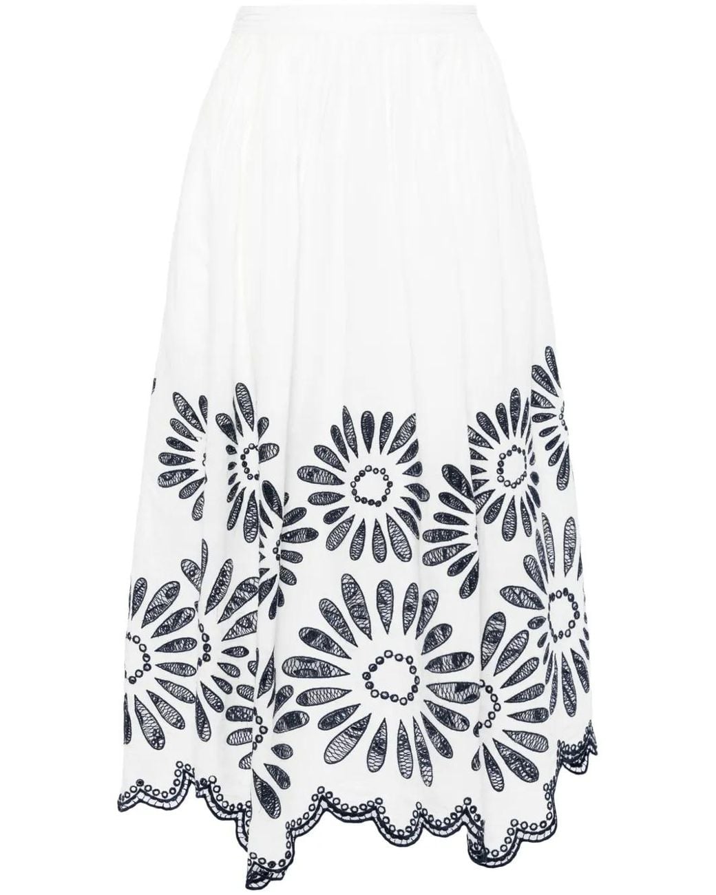 Ulla Johnson White Annisa Broderie-Anglaise Midi Skirt