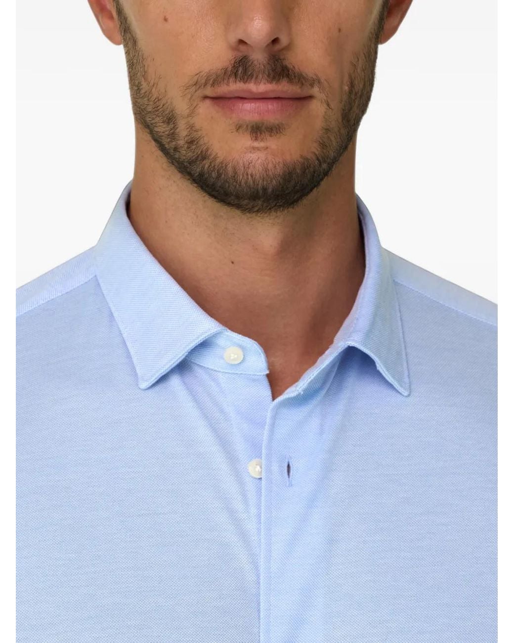 Boggi Blue Polo Shirt Mouliné Cotton Regular-Fit for men