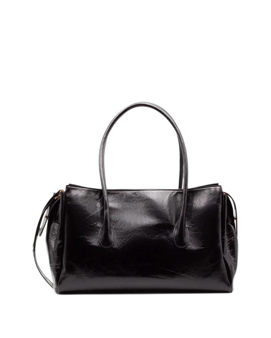 Roberto Festa Black Emeralda Glossy Leather Shoulder Bag