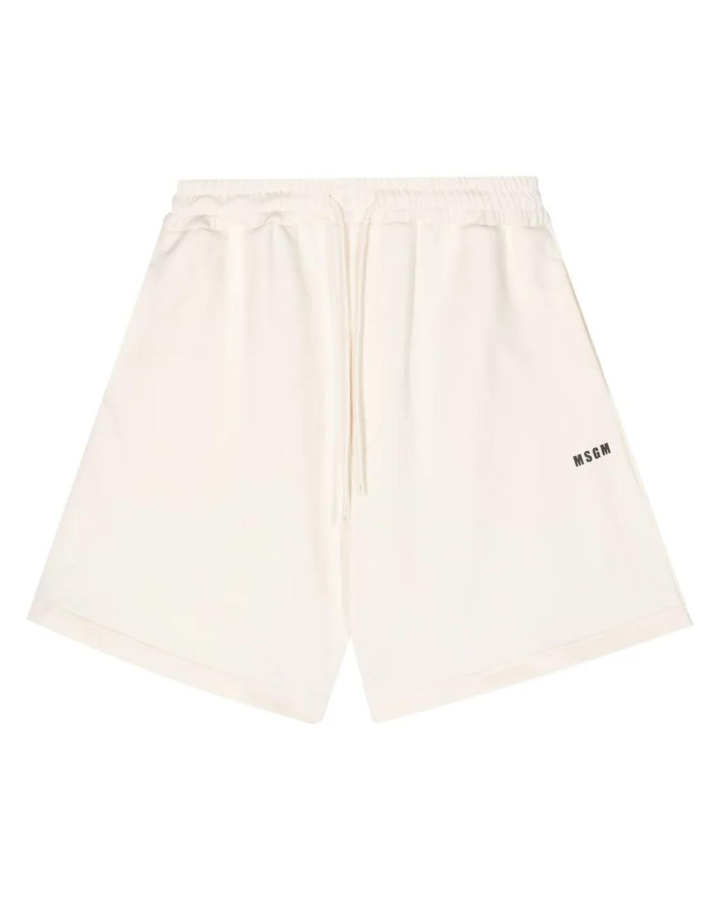 MSGM Natural Logo-Print Cotton Track Shorts for men