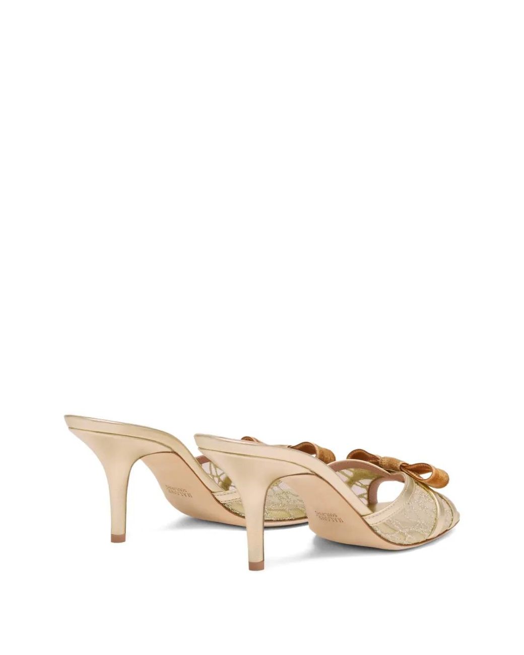 Malone Souliers Natural 70Mm Perla Velvet-Bow Sandals