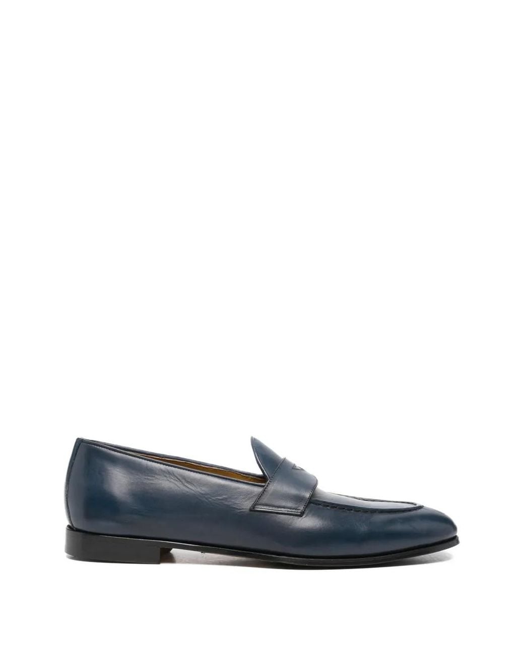 Calpierre Blue Penny-Slot Leather Loafers for men