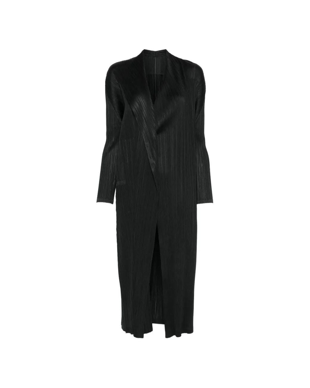 Pleats Please Issey Miyake Black Facade Pleated Coat