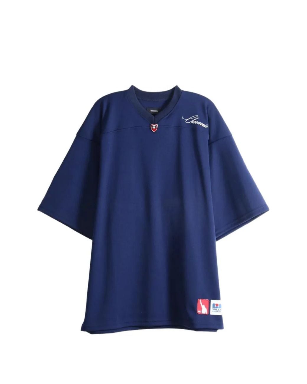 Willy Chavarria Blue Logo-Embroidered Oversized T-Shirt