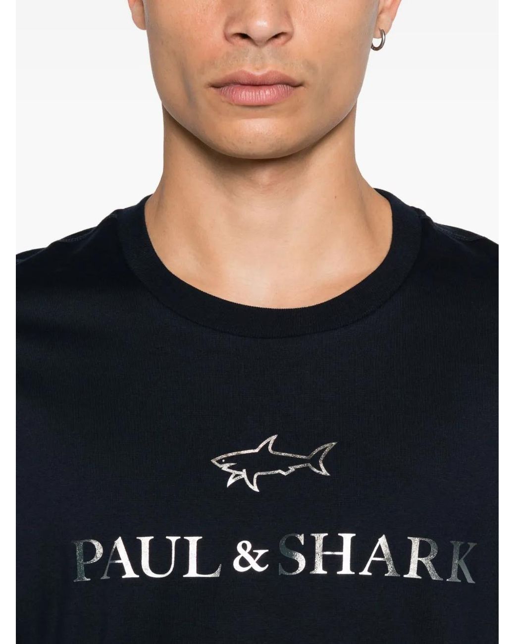 Paul & Shark Black Logo-Print T-Shirt for men