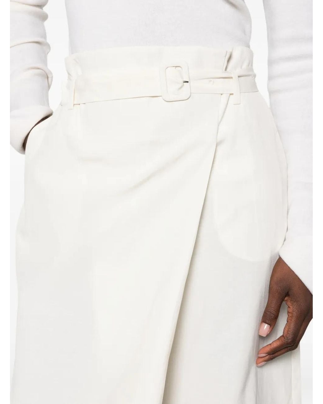 Viktoria Chan White Sataya Belted Wrap-Style Trousers