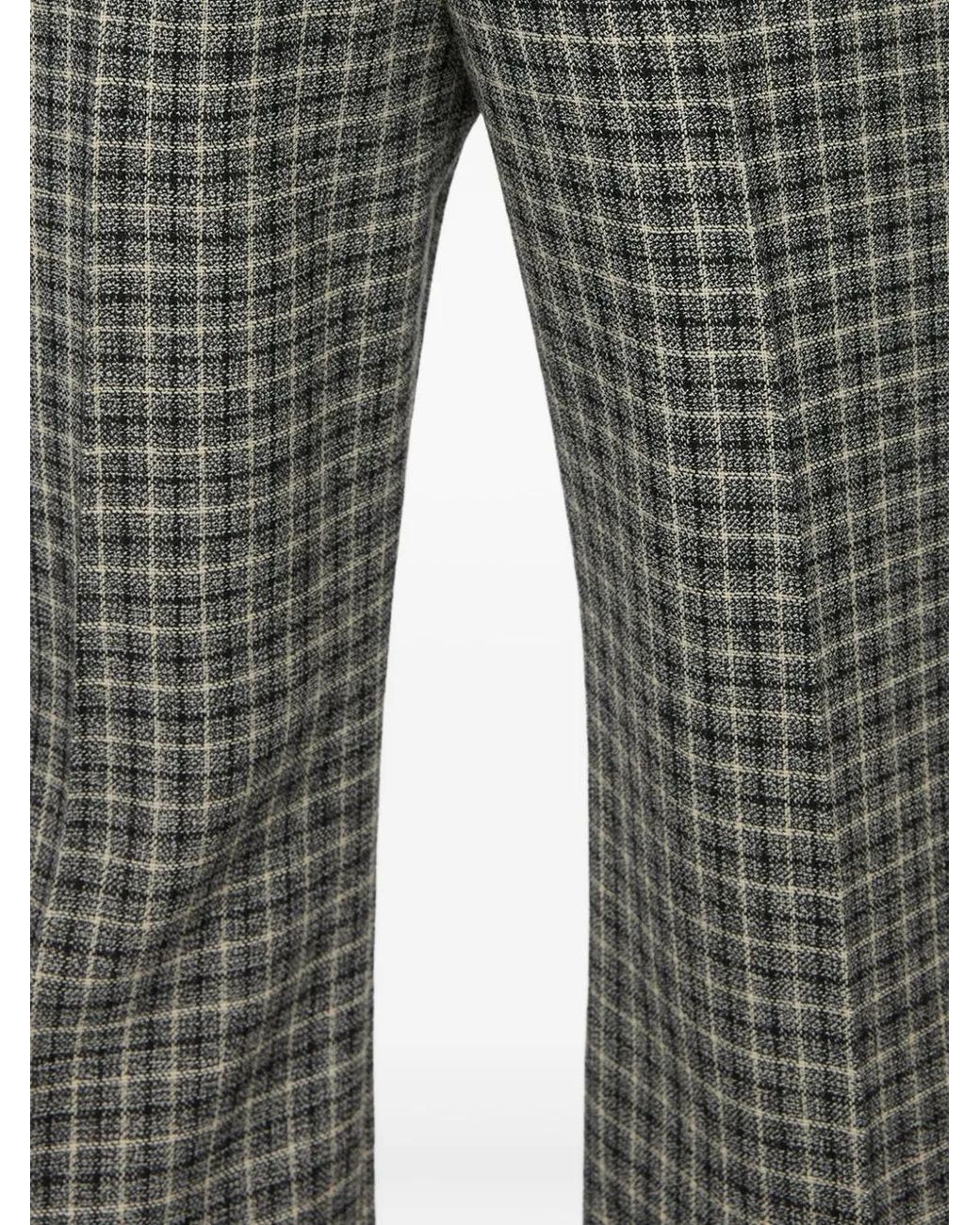 Acne Gray Checked Wool Trousers for men