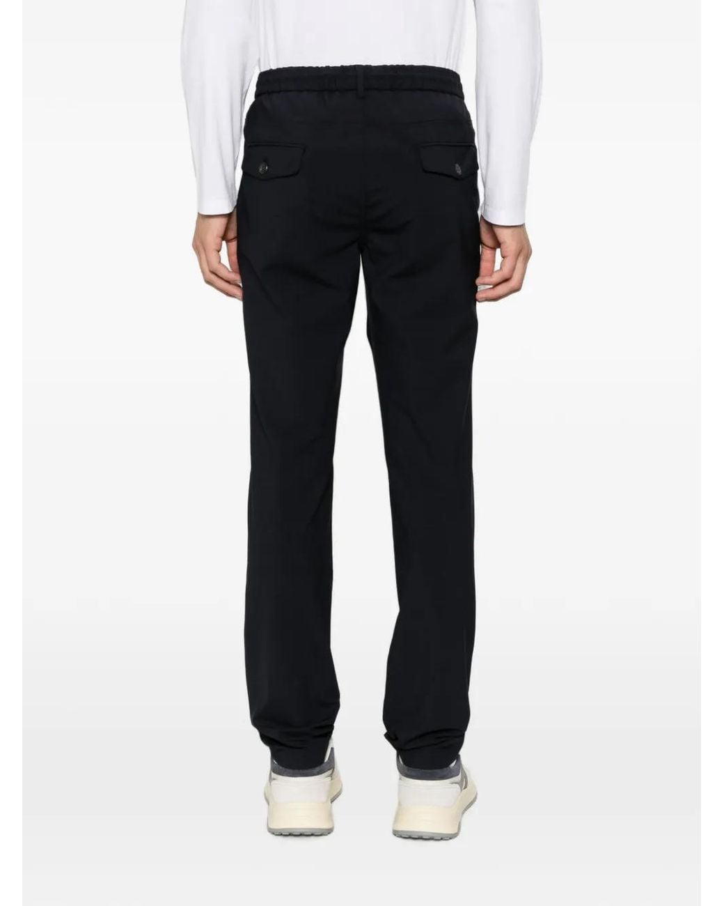 Eleventy Blue Drawstring-Waist Pleated Trousers for men