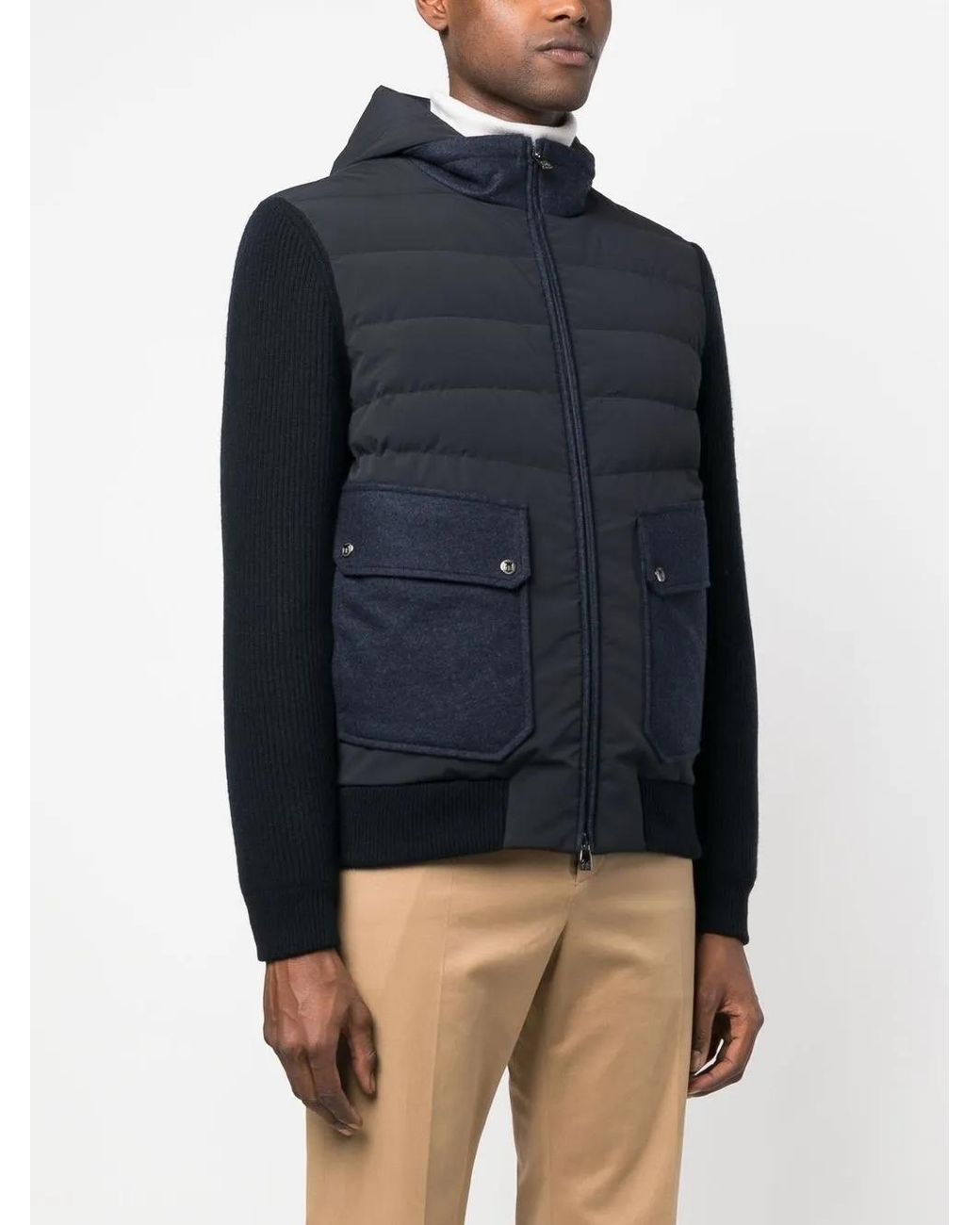 Corneliani Blue Padded Zipped-Up Jacket for men