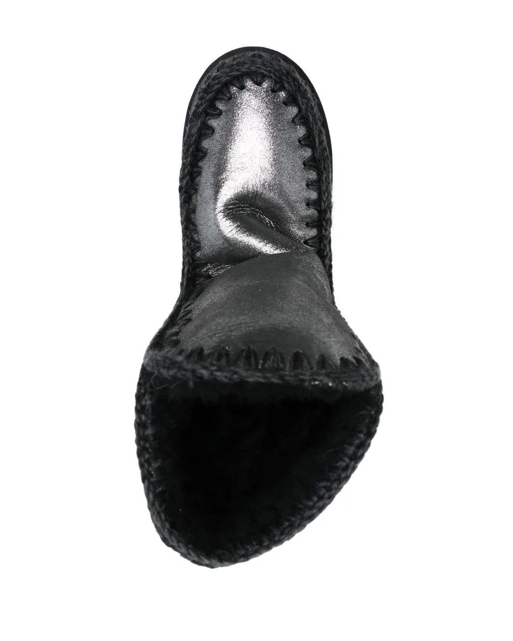 Mou Black Metallic Whipstitch-Trim Boots