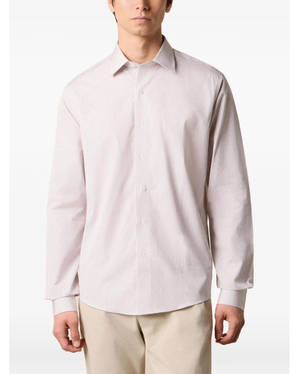 Brooks Brothers White Stripe-Pattern Shirt for men