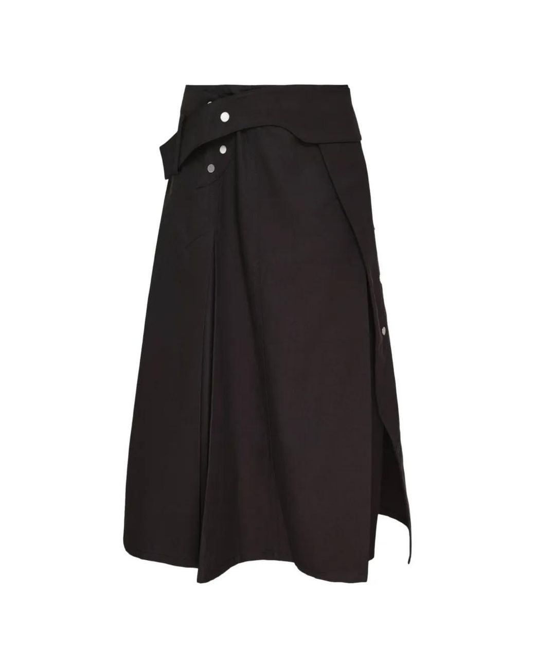 3.1 Phillip Lim Black Press-Stud Midi Skirt